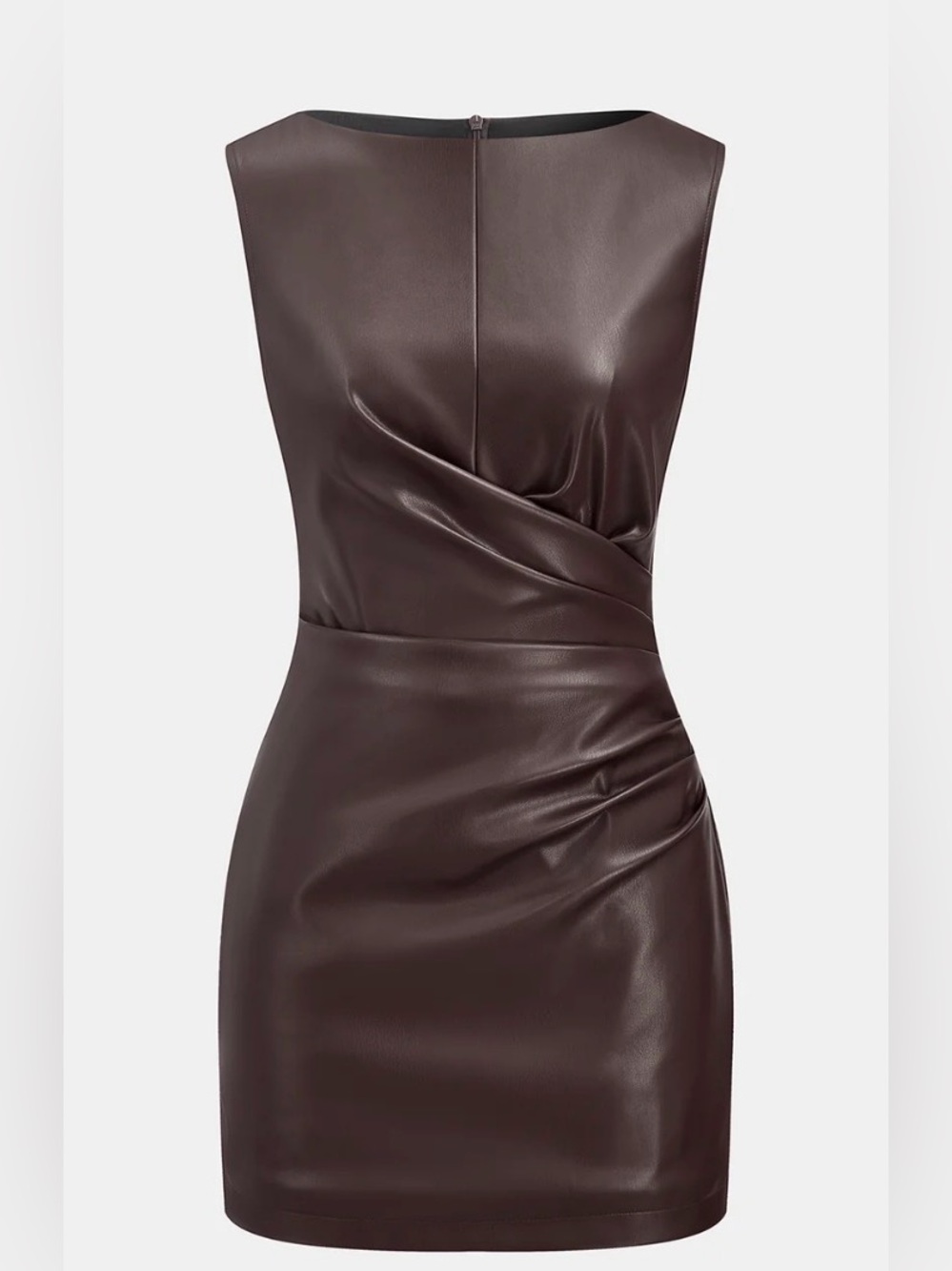 Commense Faux Leather Waist Ruched Dress Sz M NEW